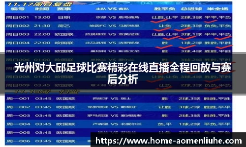 光州对大邱足球比赛精彩在线直播全程回放与赛后分析